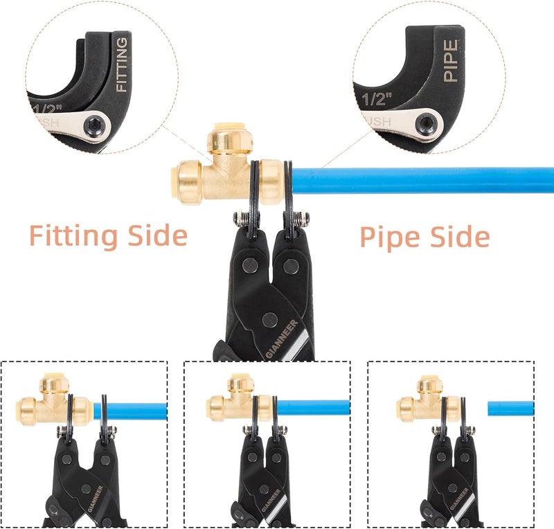 GIANNEER Push to Connect Removal Tool Disconnect Tongs for 1/2”, 3/4”, 1” Push Fitting Pex Removal Tool Improved Version - Image 3